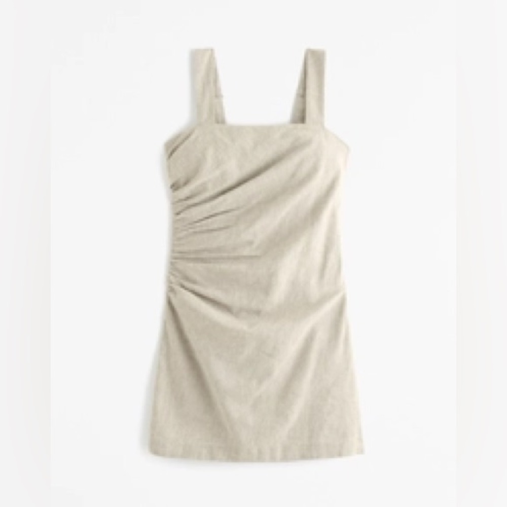 Abercrombie linen-Blend Ruched Squareneck Mini Dress